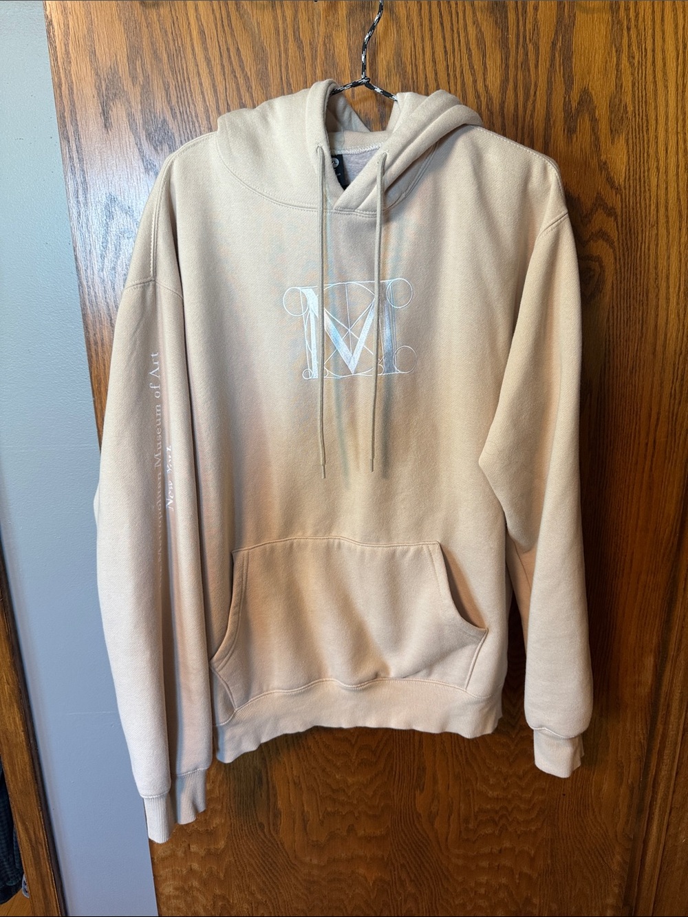 Men's Tan Pullover Hoodie with Monogram Detail